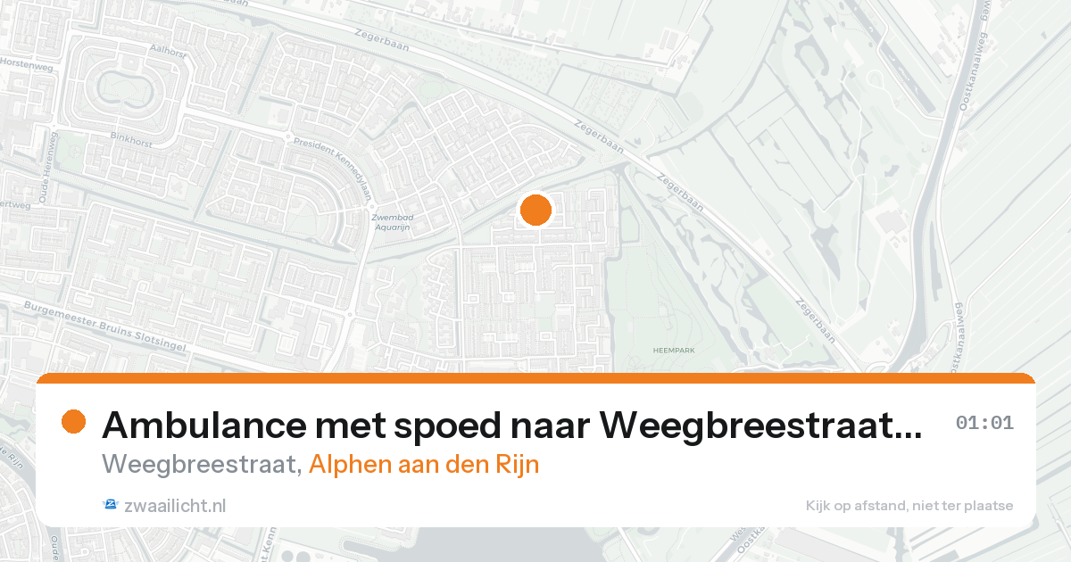 Ambulance met spoed naar Weegbreestraat in Alphen aan den Rijn — 20 aug 2026