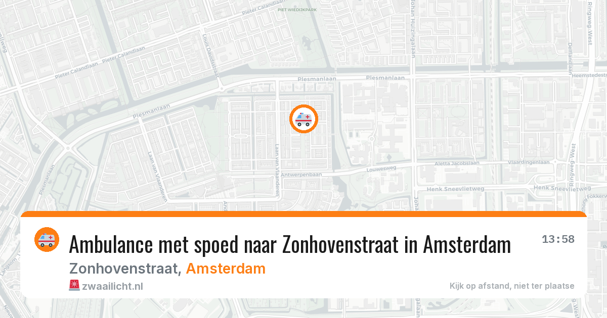 Ambulance met spoed naar Zonhovenstraat in Amsterdam — 1 aug 2026