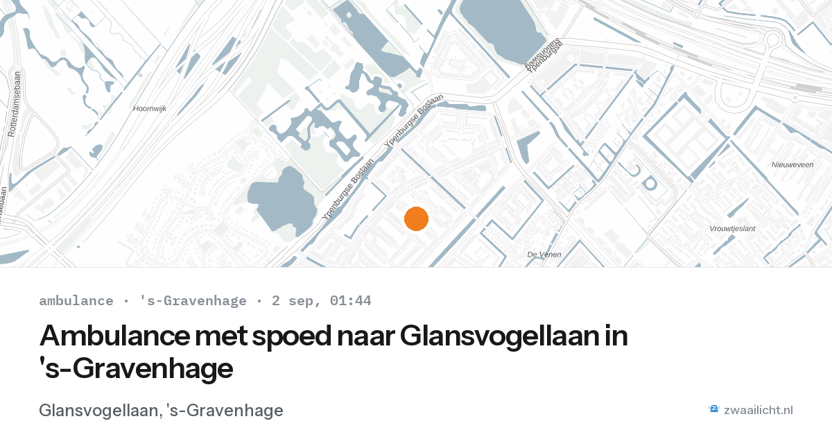 Ambulance met spoed naar Glansvogellaan in 's-Gravenhage — 1 sep 2026