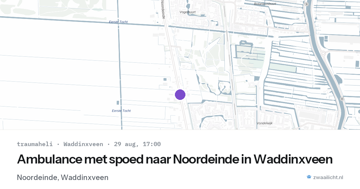 Ambulance met spoed naar Noordeinde in Waddinxveen — 29 aug 2026