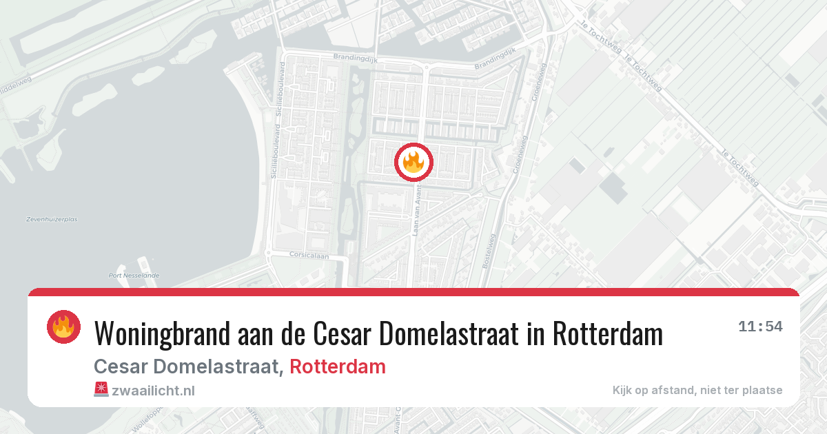 Woningbrand aan de Cesar Domelastraat in Rotterdam — 21 jun 2026