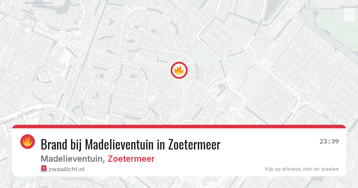 Brand bij Madelieventuin in Zoetermeer — 13 aug 2026