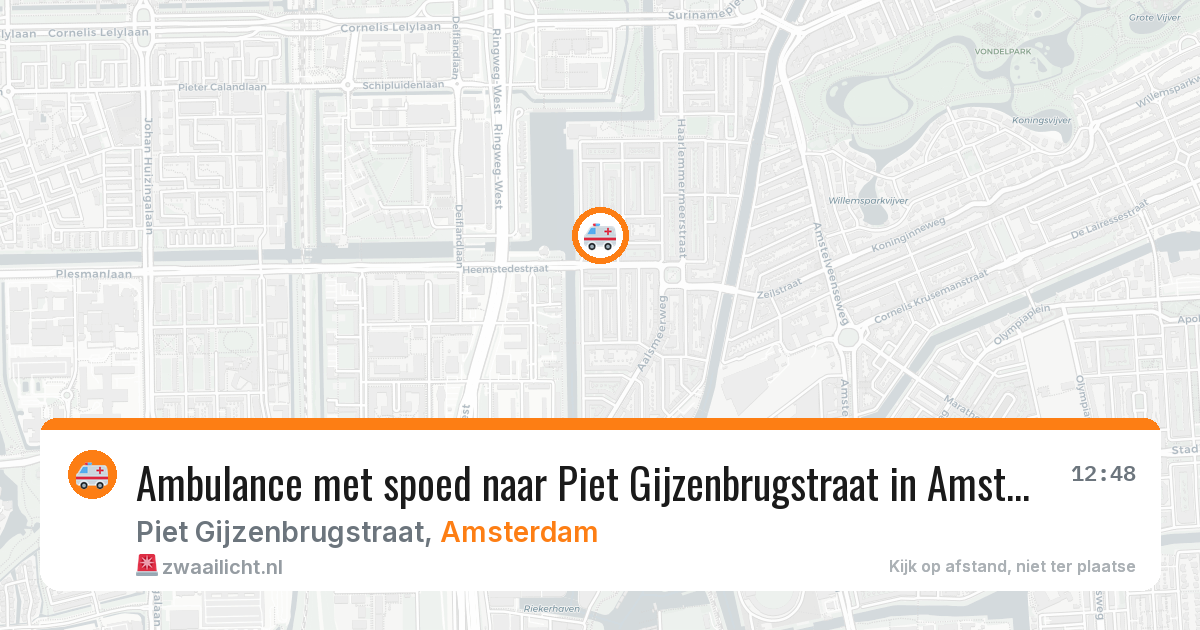 Ambulance met spoed naar Piet Gijzenbrugstraat in Amsterdam — 16 mei 2026