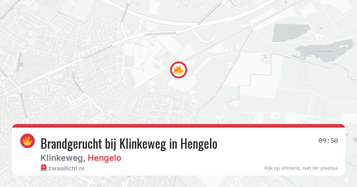 Brandgerucht bij Klinkeweg in Hengelo — 20 jun 2026