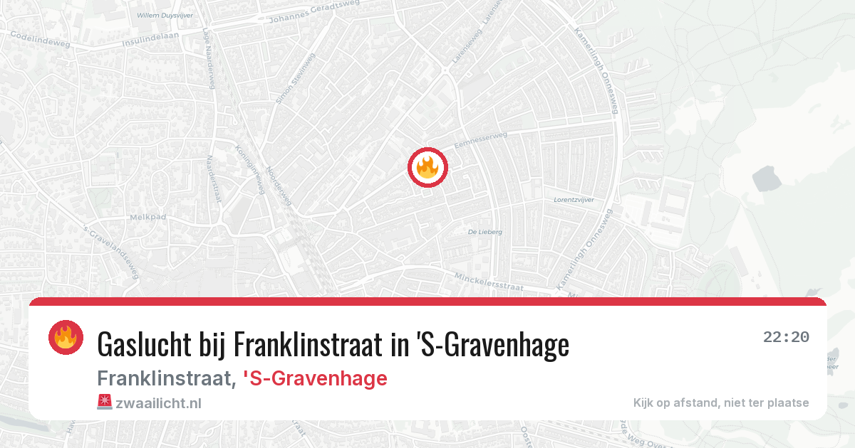 Gaslucht bij Franklinstraat in 'S-Gravenhage — 9 mrt 2026