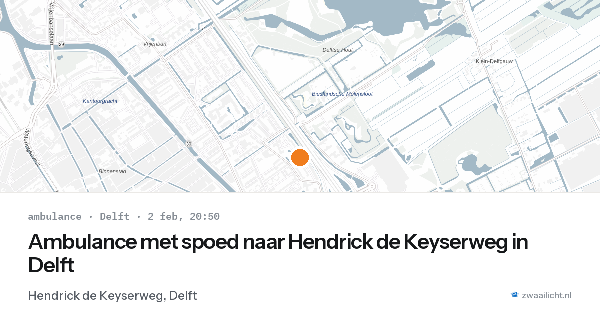 Ambulance met spoed naar Hendrick de Keyserweg in Delft — 2 feb 2026
