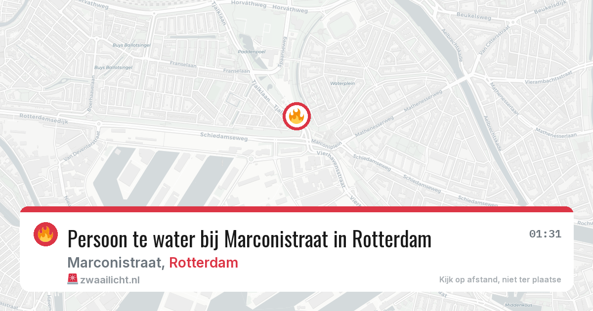 Persoon te water bij Marconistraat in Rotterdam — 6 jul 2026
