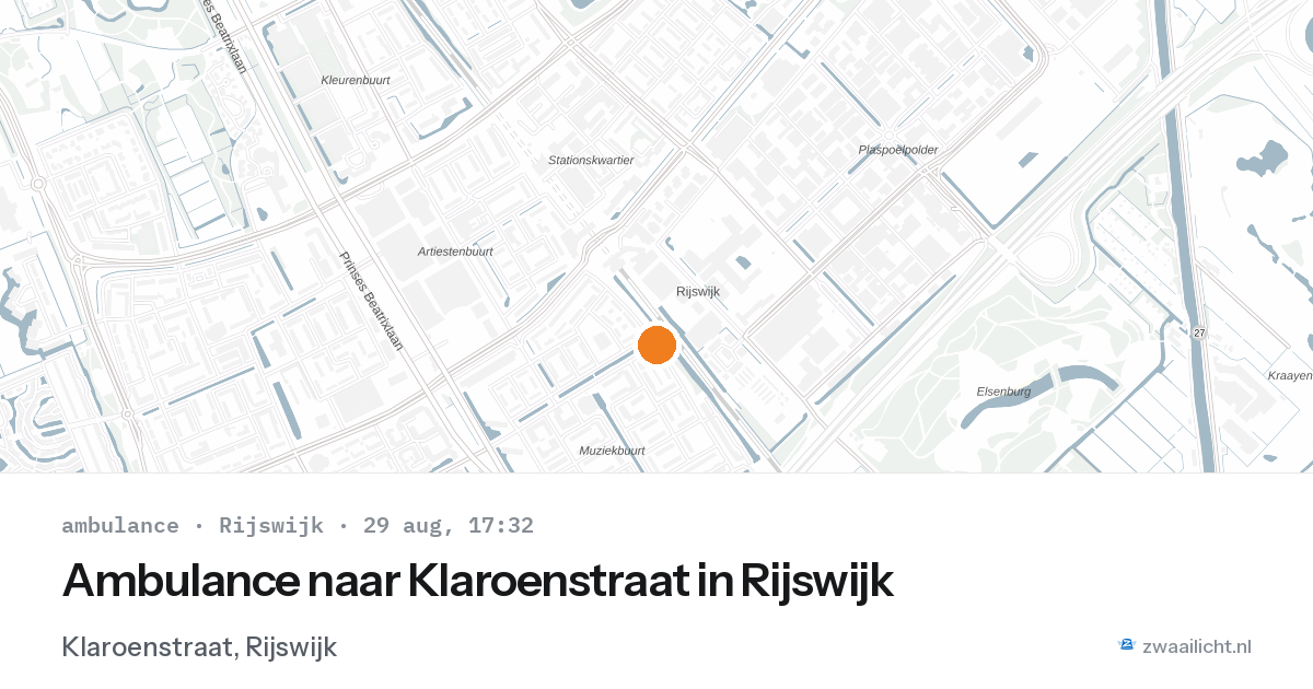 Ambulance naar Klaroenstraat in Rijswijk — 29 aug 2026
