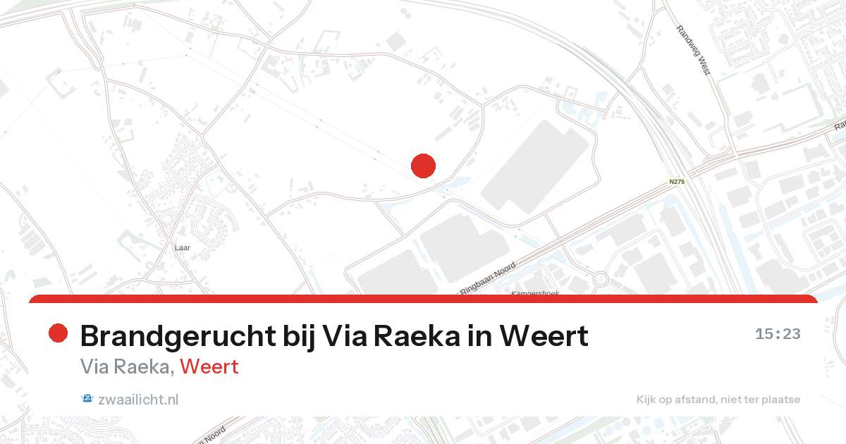 Brandgerucht bij Via Raeka in Weert — 27 aug 2026