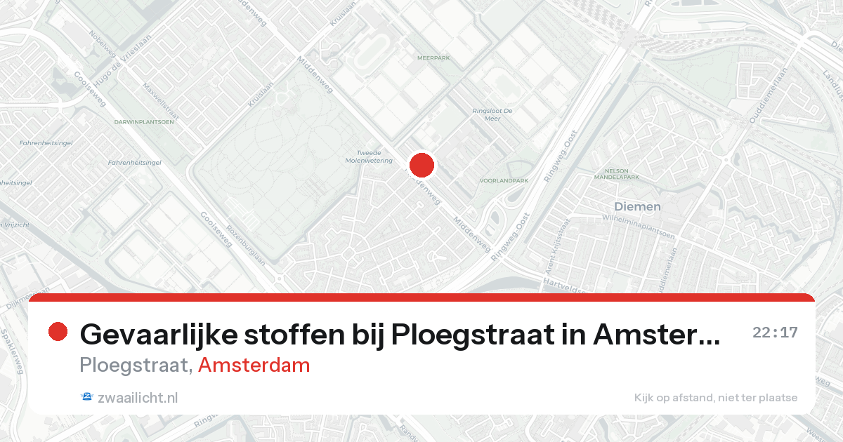 Gevaarlijke stoffen bij Ploegstraat in Amsterdam — 21 aug 2026