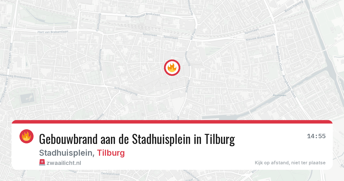 Gebouwbrand aan de Stadhuisplein in Tilburg — 2 jul 2026