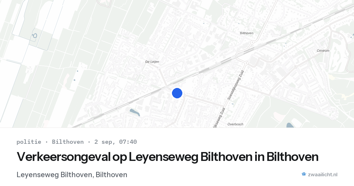Verkeersongeval op Leyenseweg Bilthoven in Bilthoven — 2 sep 2026