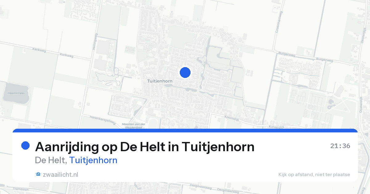 Aanrijding op De Helt in Tuitjenhorn — 22 aug 2026
