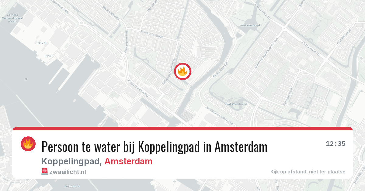 Persoon te water bij Koppelingpad in Amsterdam — 7 apr 2026