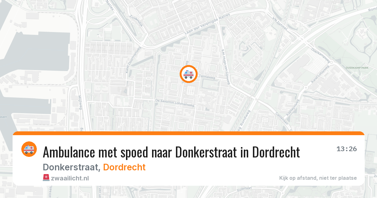 Ambulance met spoed naar Donkerstraat in Dordrecht — 13 jul 2026
