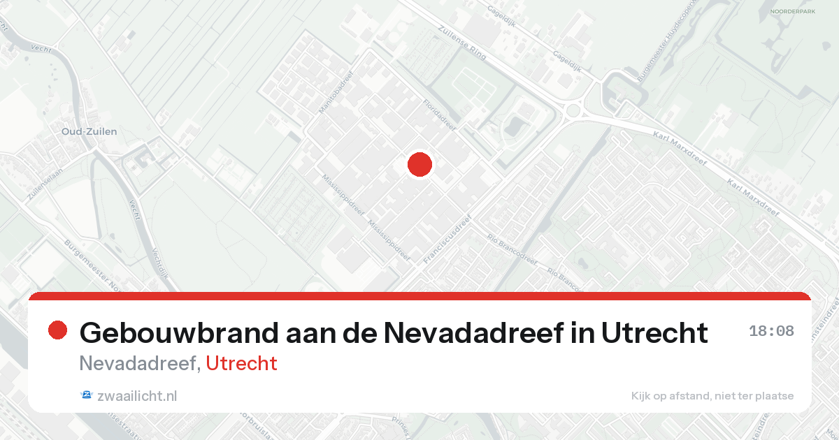 Gebouwbrand aan de Nevadadreef in Utrecht — 15 aug 2026