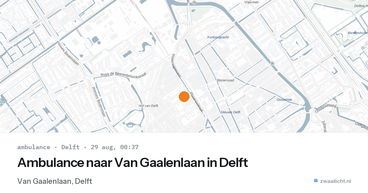 Ambulance naar Van Gaalenlaan in Delft — 28 aug 2026