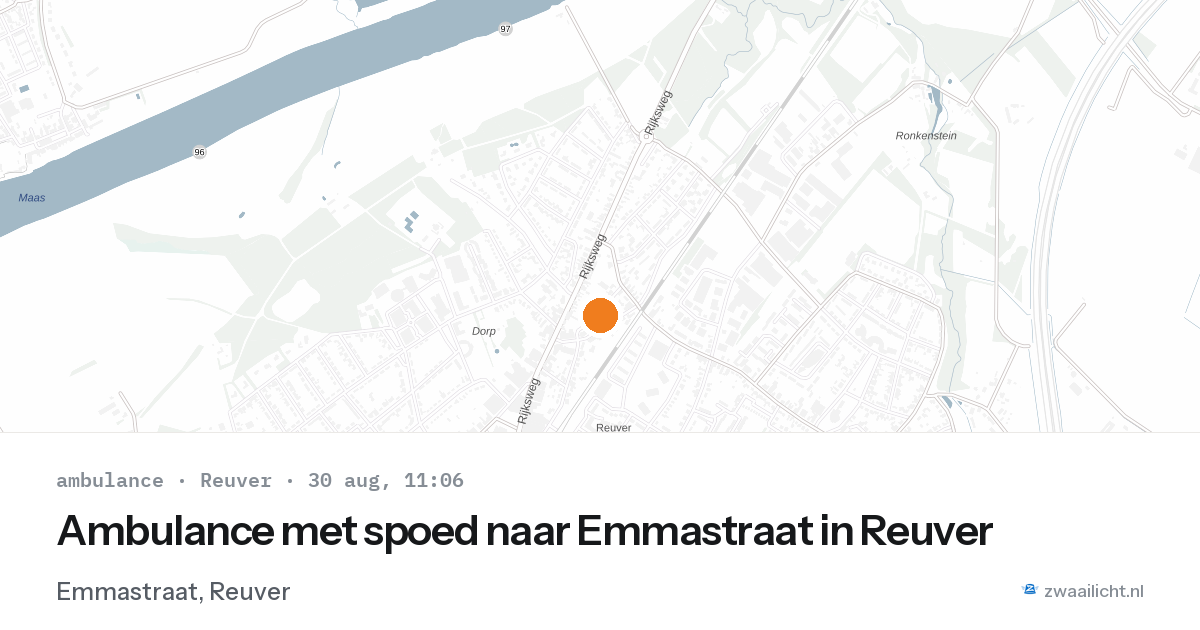 Ambulance met spoed naar Emmastraat in Reuver — 30 aug 2026