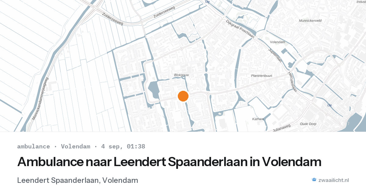 Ambulance naar Leendert Spaanderlaan in Volendam — 3 sep 2026