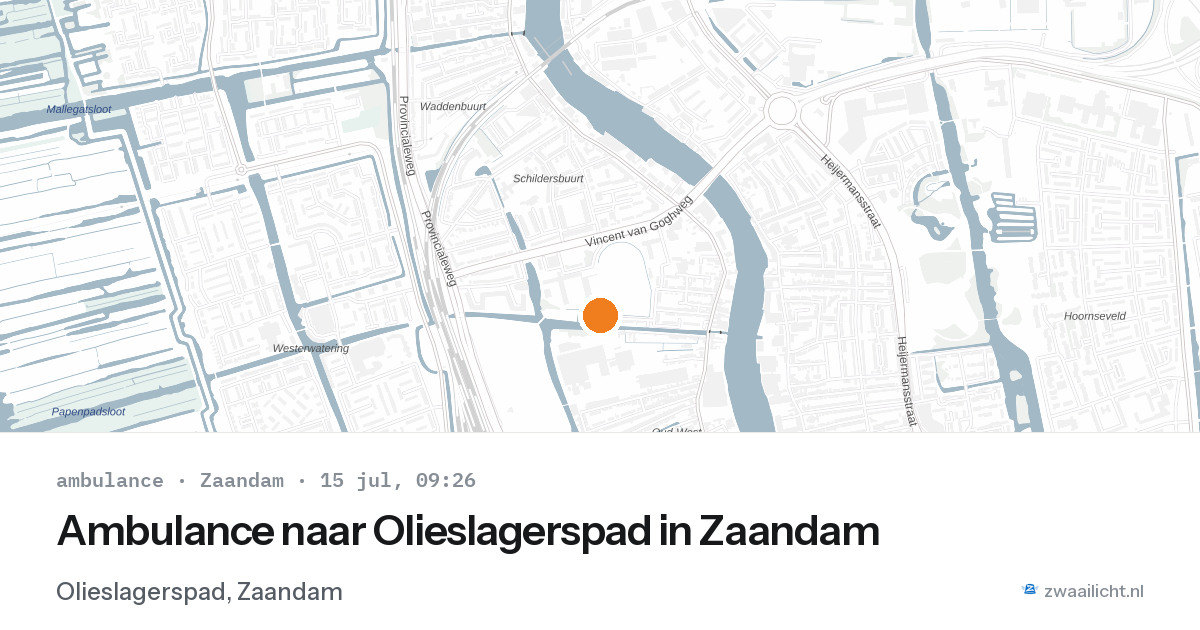 Ambulance naar Olieslagerspad in Zaandam — 15 jul 2026