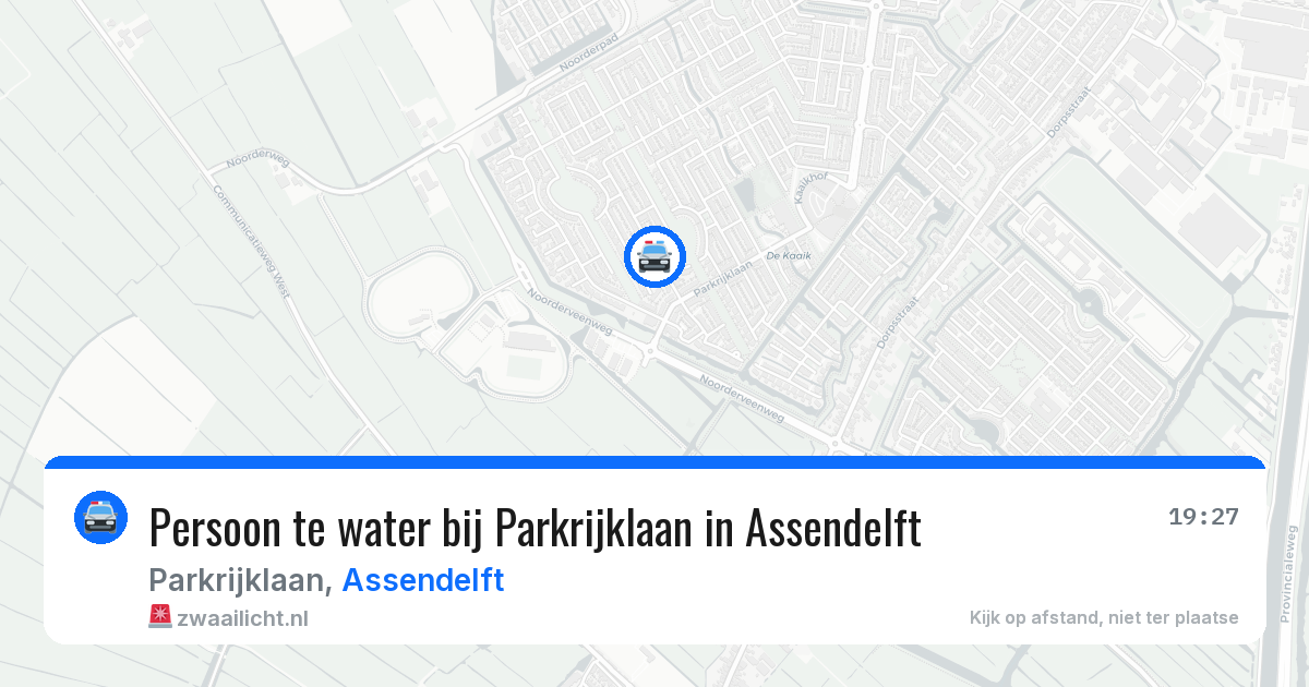 Persoon te water bij Parkrijklaan in Assendelft — 22 apr 2026