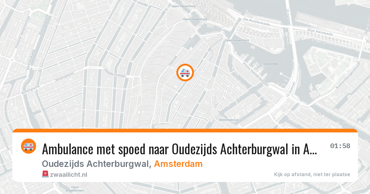 Ambulance met spoed naar Oudezijds Achterburgwal in Amsterdam — 15 mrt 2026