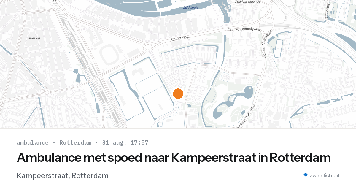 Ambulance met spoed naar Kampeerstraat in Rotterdam — 31 aug 2026