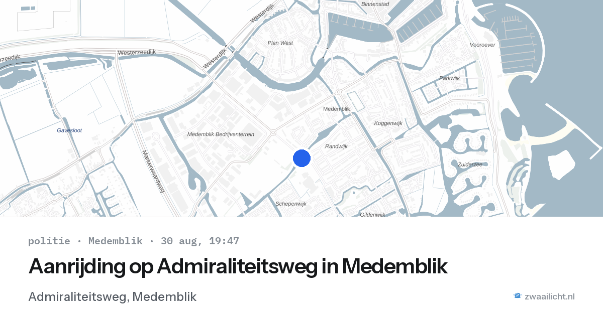 Aanrijding op Admiraliteitsweg in Medemblik — 30 aug 2026