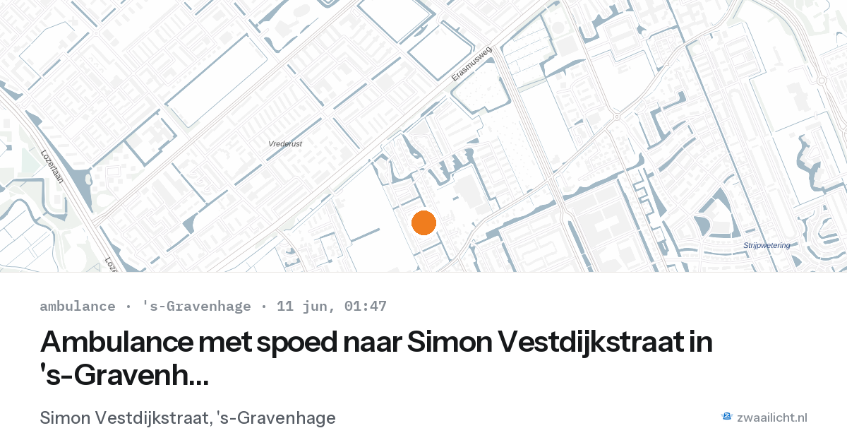 Ambulance met spoed naar Simon Vestdijkstraat in 's-Gravenhage — 10 jun 2026