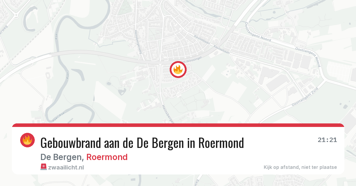 Gebouwbrand aan de De Bergen in Roermond — 8 jul 2026