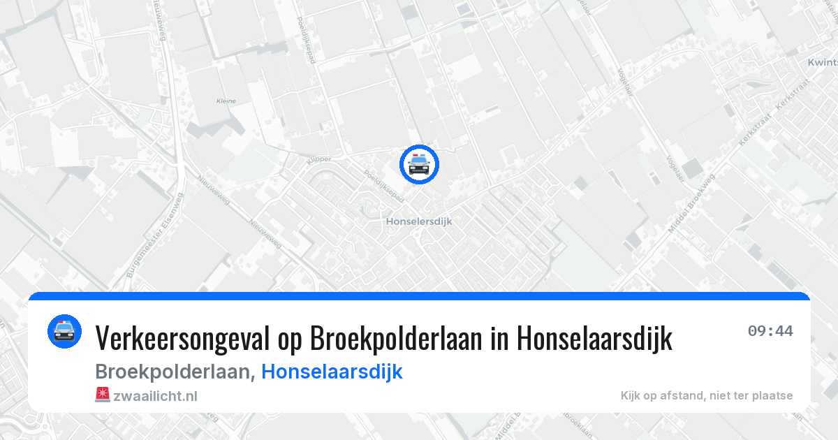 Verkeersongeval op Broekpolderlaan in Honselaarsdijk — 16 jun 2026