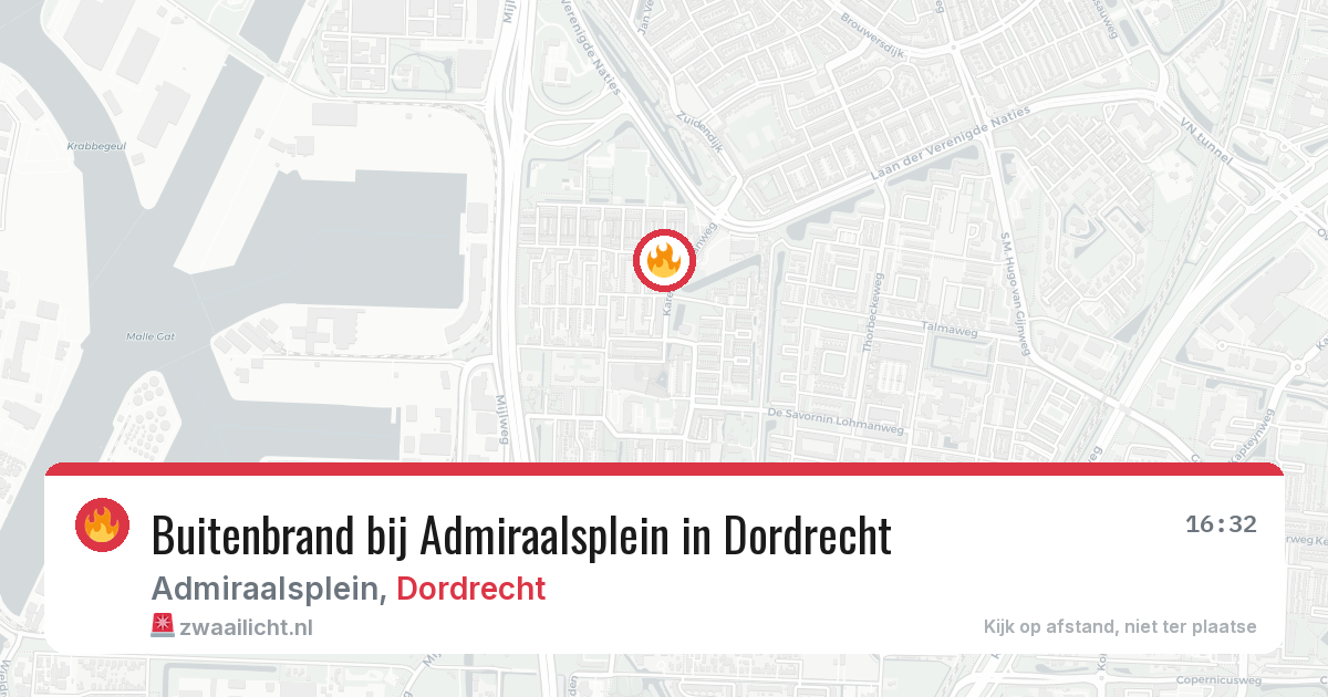 Buitenbrand bij Admiraalsplein in Dordrecht — 16 mrt 2026