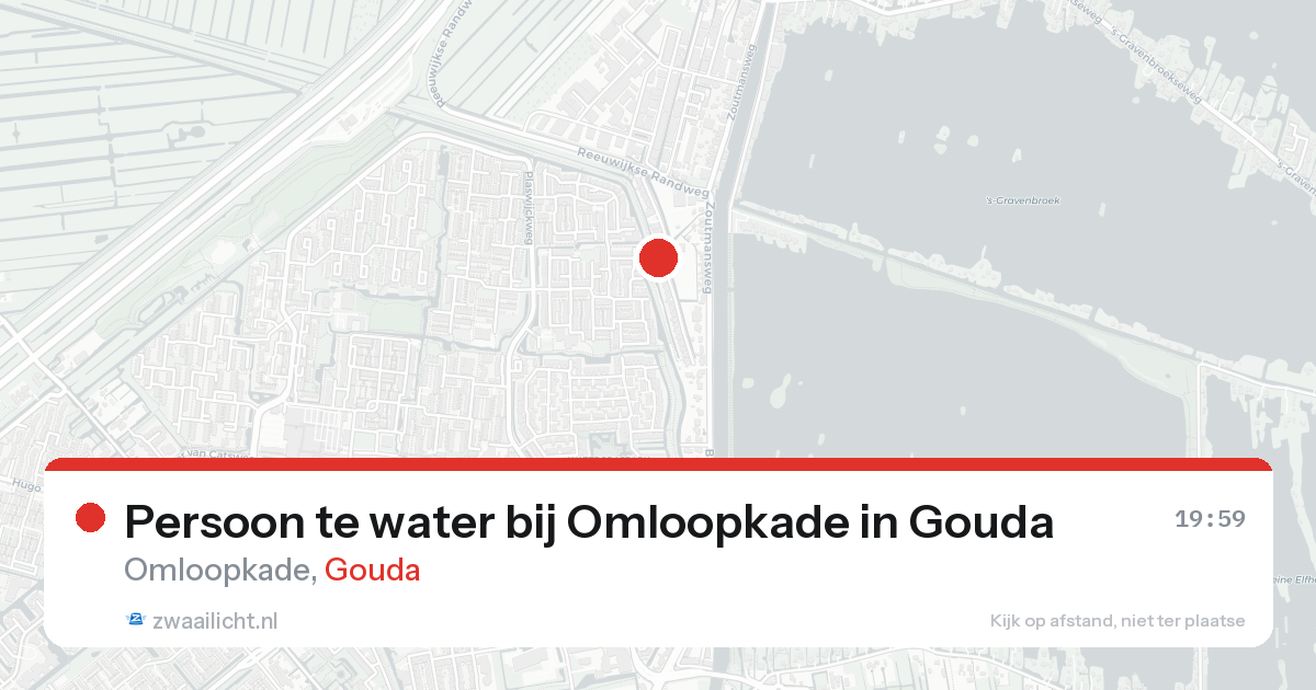 Persoon te water bij Omloopkade in Gouda — 17 aug 2026