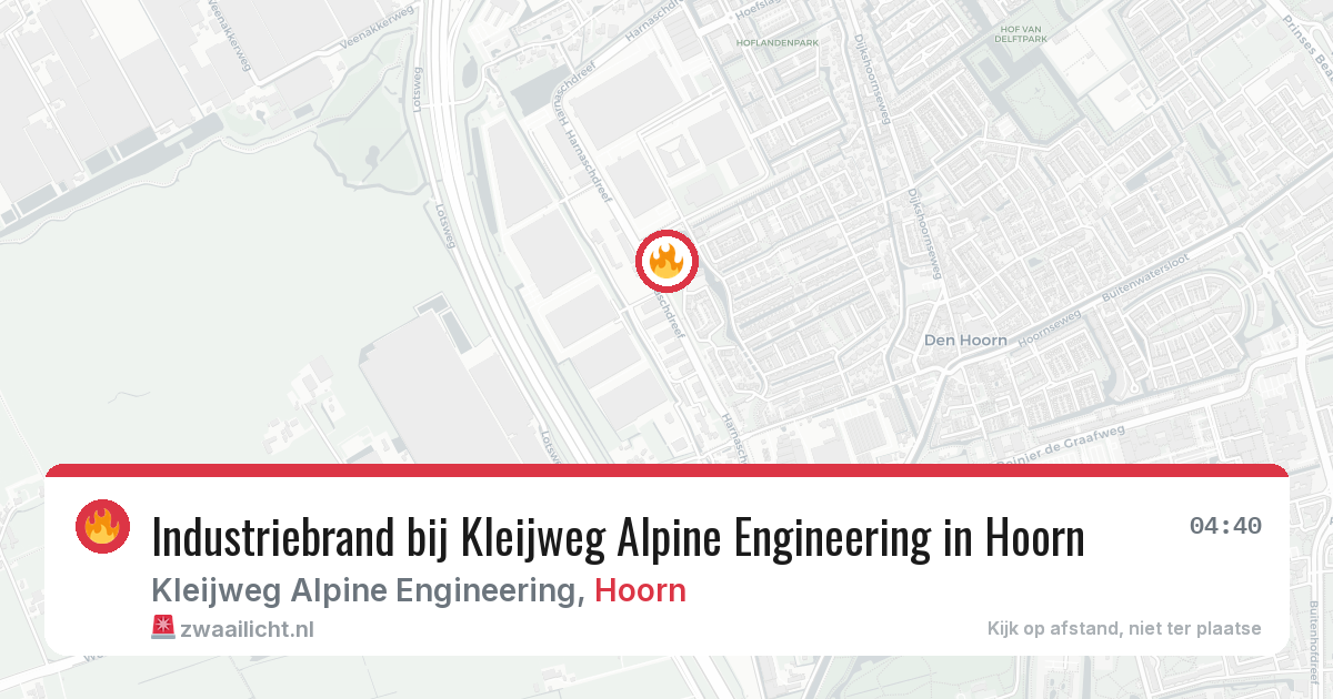 Industriebrand bij Kleijweg Alpine Engineering in Hoorn — 23 jun 2026