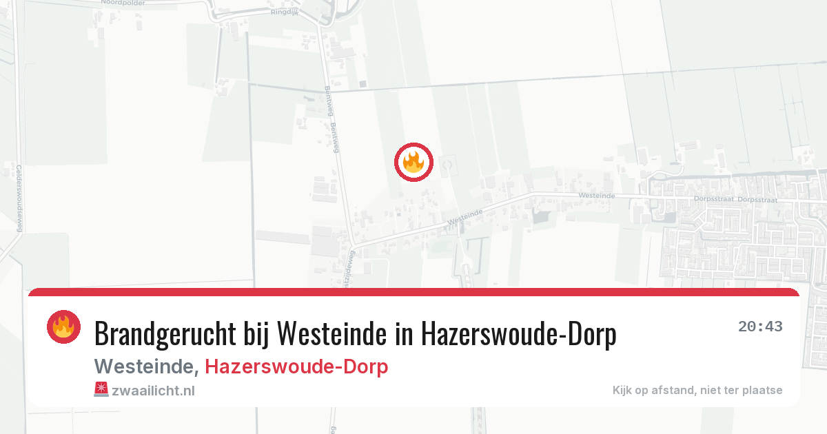 Brandgerucht bij Westeinde in Hazerswoude-Dorp — 8 mei 2026