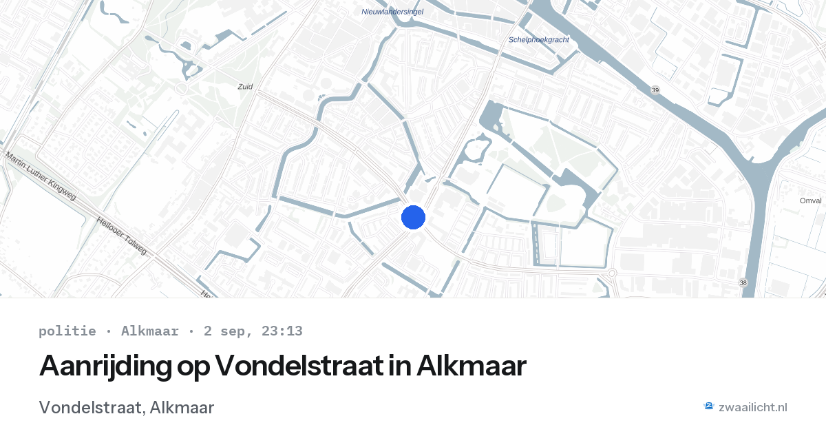 Aanrijding op Vondelstraat in Alkmaar — 2 sep 2026