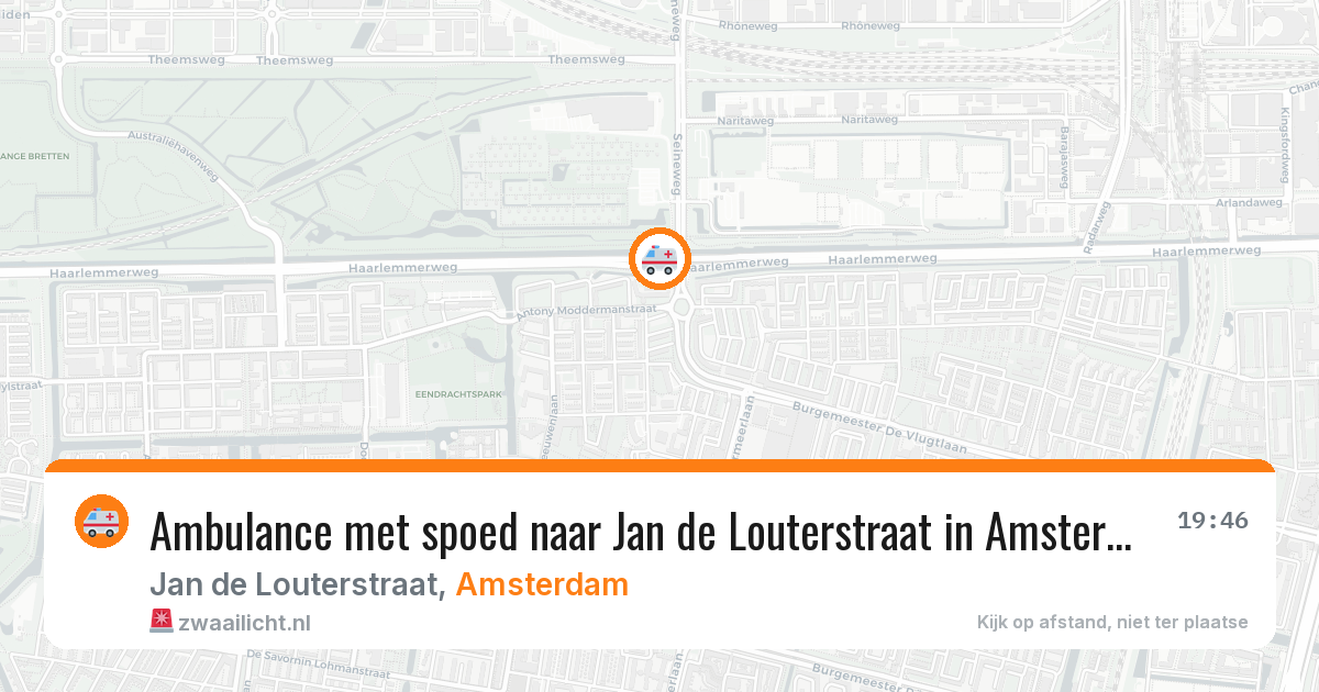 Ambulance met spoed naar Jan de Louterstraat in Amsterdam — 6 aug 2026