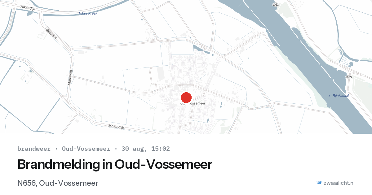 Brandmelding in Oud-Vossemeer — 30 aug 2026