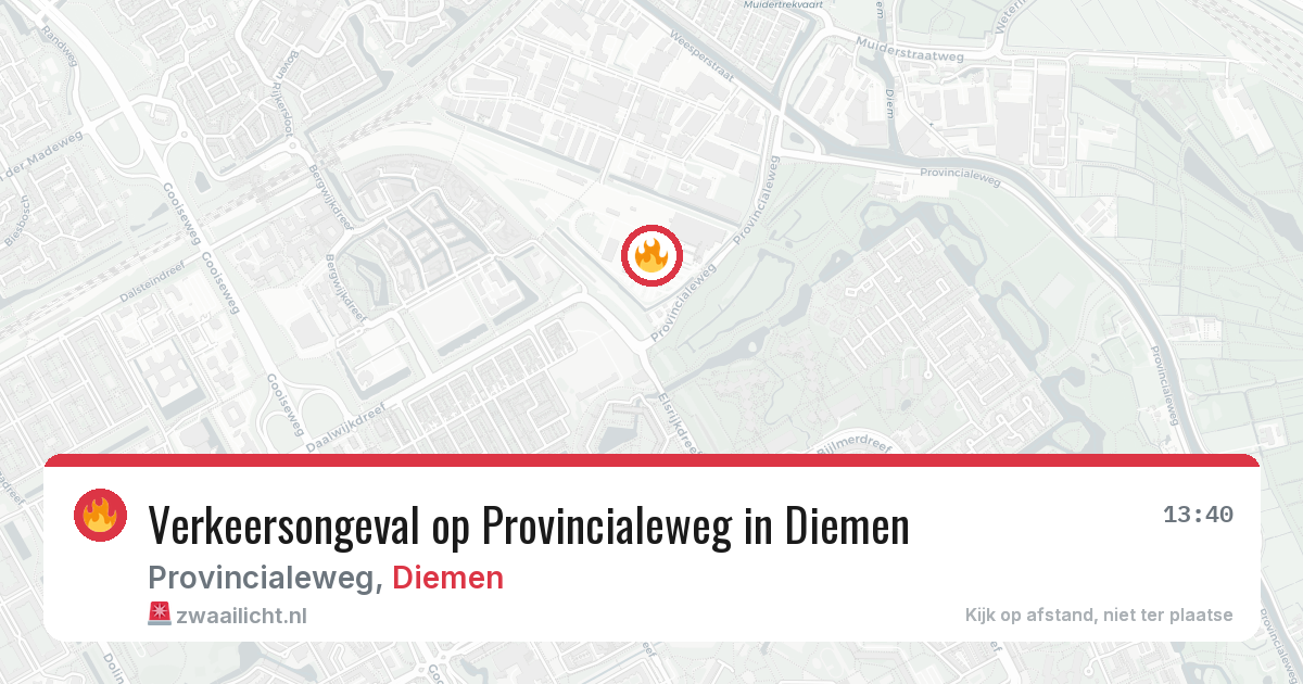 Verkeersongeval op Provincialeweg in Diemen — 23 mrt 2026