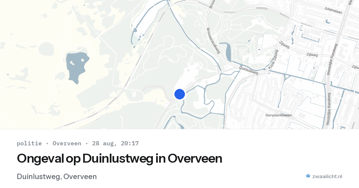 Ongeval op Duinlustweg in Overveen — 28 aug 2026