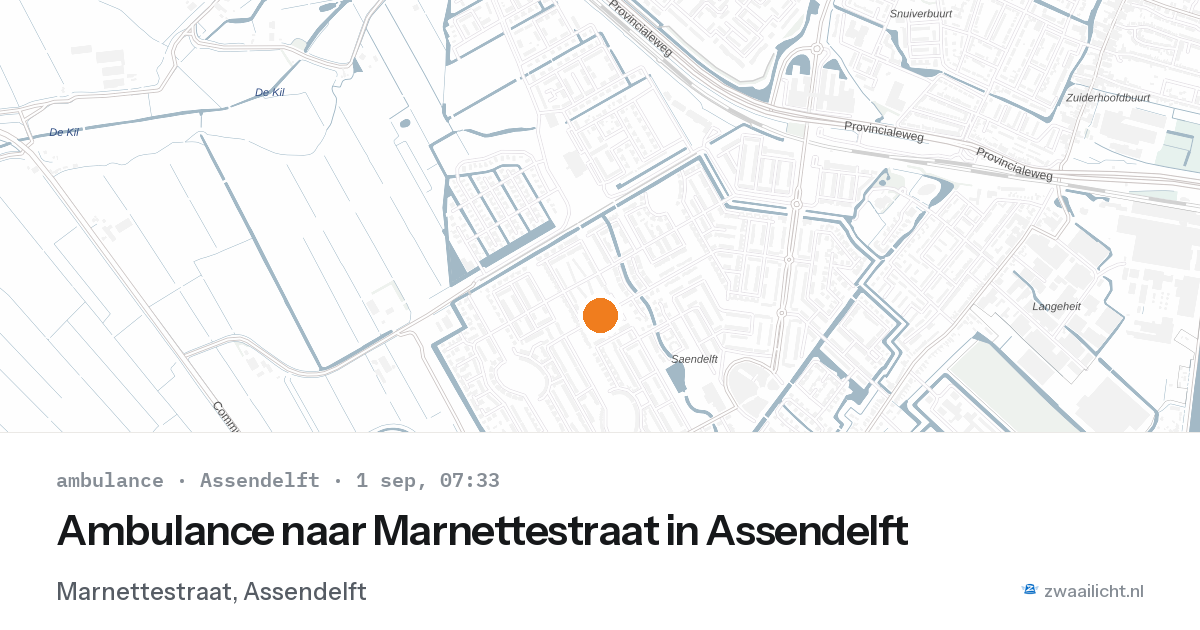 Ambulance naar Marnettestraat in Assendelft — 1 sep 2026