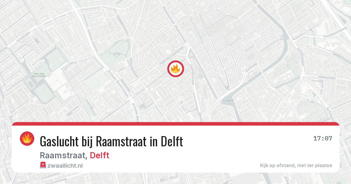 Gaslucht bij Raamstraat in Delft — 9 mei 2026