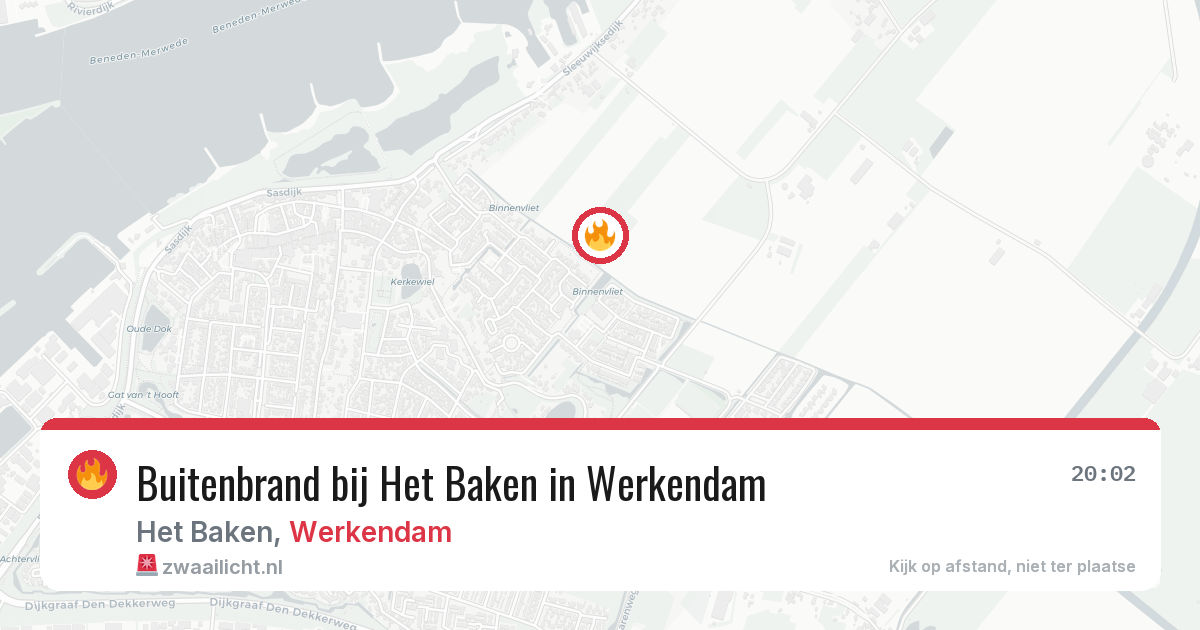 Buitenbrand bij Het Baken in Werkendam — 21 mrt 2026