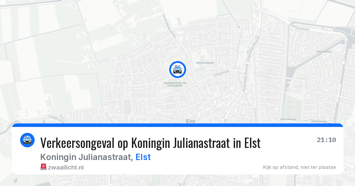 Verkeersongeval op Koningin Julianastraat in Elst — 13 jul 2026