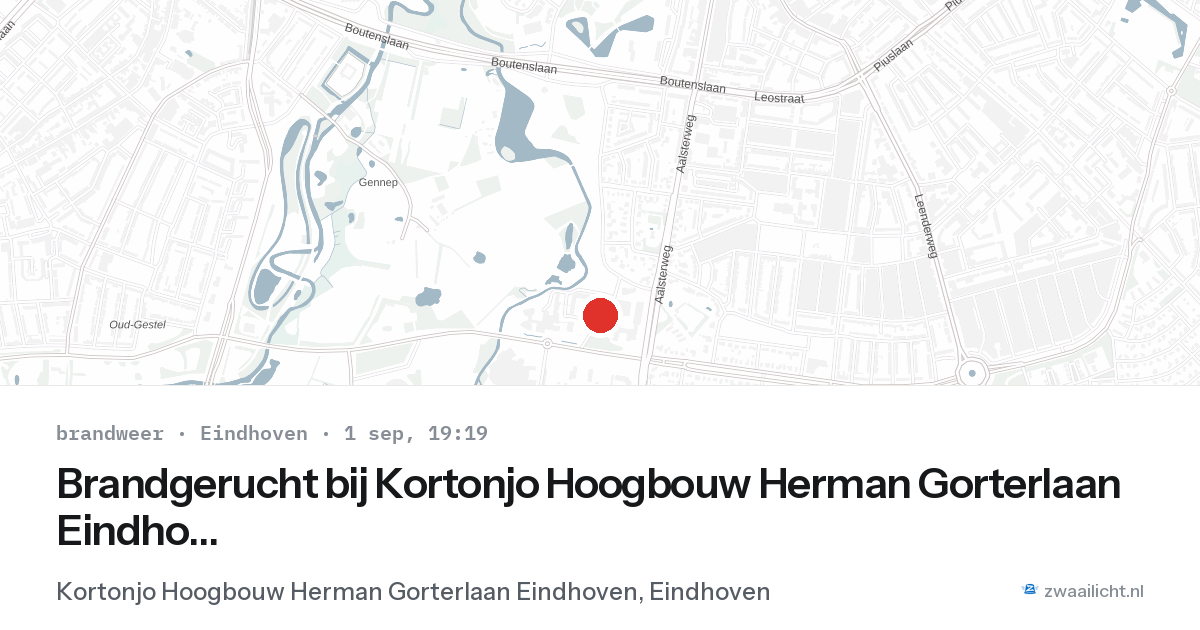 Brandgerucht bij Kortonjo Hoogbouw Herman Gorterlaan Eindhoven in Eindhoven — 1 sep 2026