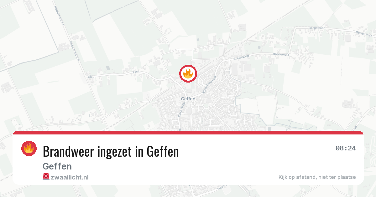 Brandweer ingezet in Geffen — 2 aug 2026 | 🚨 Zwaailicht.nl