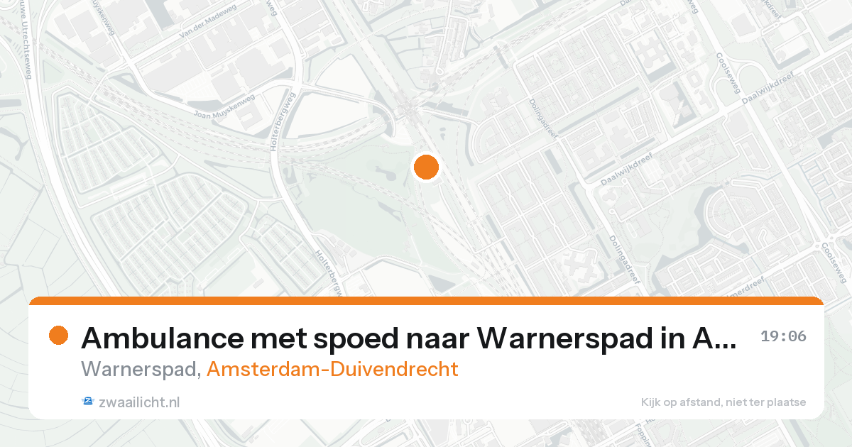 Ambulance met spoed naar Warnerspad in Amsterdam-Duivendrecht — 16 aug 2026
