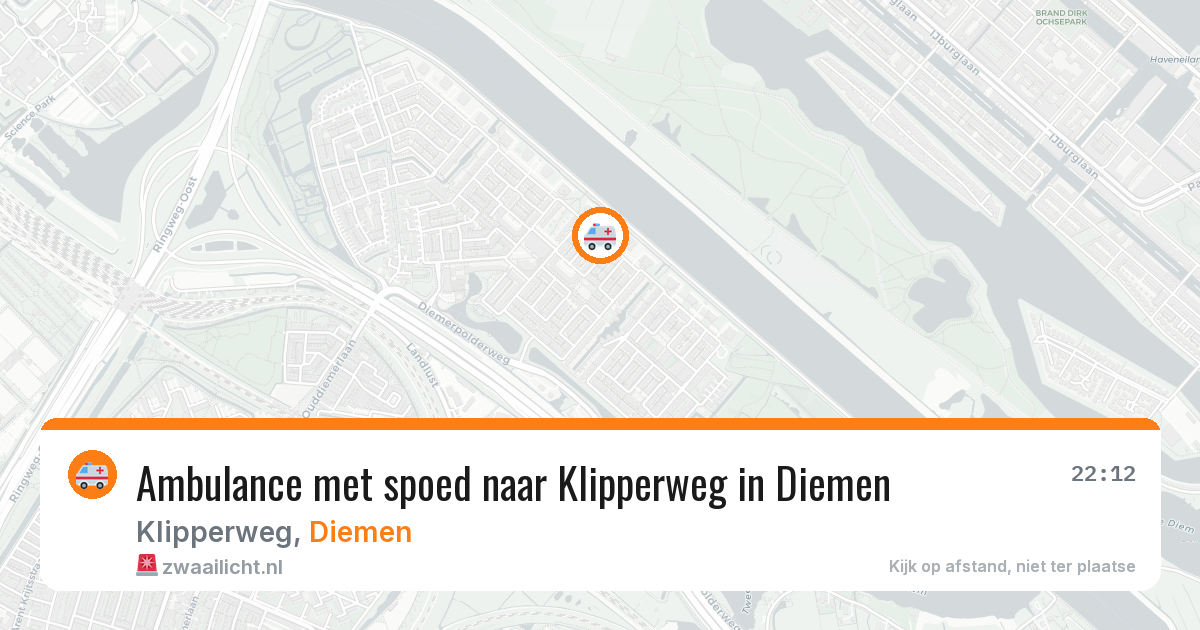 Ambulance met spoed naar Klipperweg in Diemen — 19 mei 2026