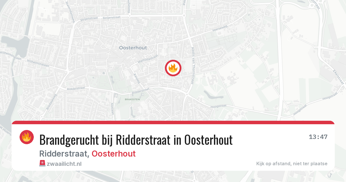 Brandgerucht bij Ridderstraat in Oosterhout — 6 jul 2026