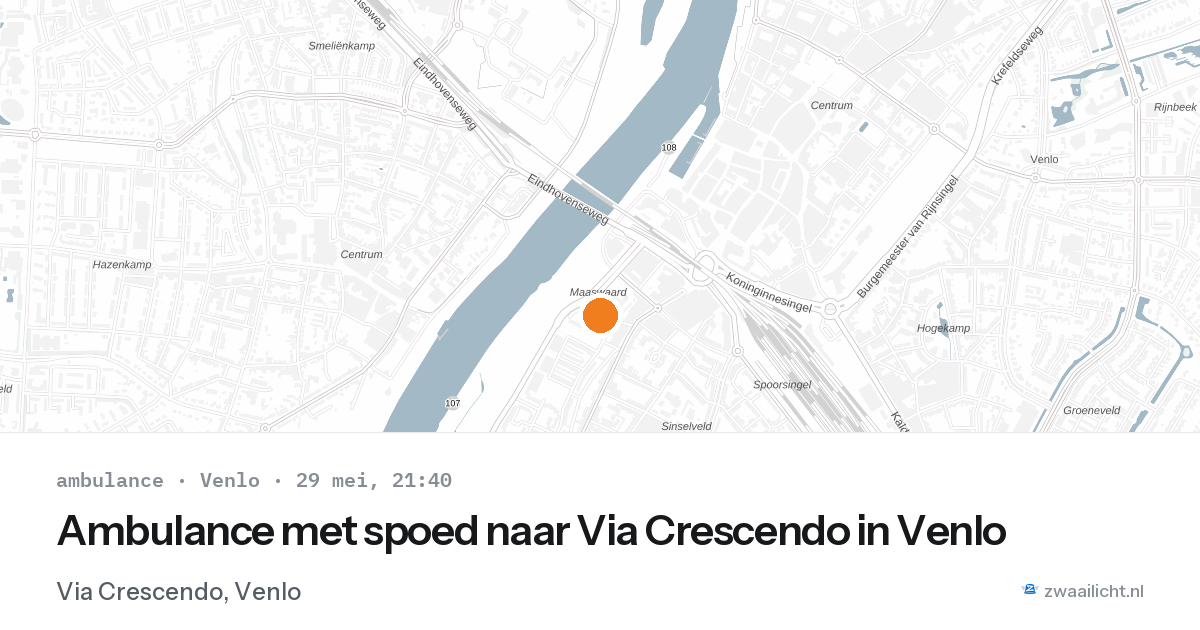 Ambulance met spoed naar Via Crescendo in Venlo — 29 mei 2026